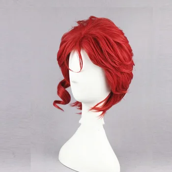 Аниме Jojo ' s Bizarre Adventure Kakyoin Noriaki cosplay перука Червена къдрава къса термоустойчиви синтетични коса перуки + перука капачка