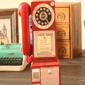 Античен Ретро модел телефон занаяти стари и мръсни занаяти настолно украшение телефон старомоден декорация на дома смола телефон