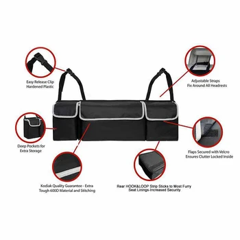 Багажника на колата организатор на задната седалка, чанта за съхранение с голям капацитет мултифункционална филц кутия за съхранение на облегалката на столчето за кола организаторите на интериорни Аксесоари