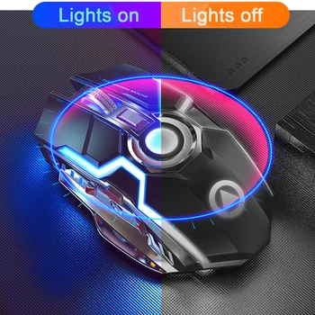 Безжична детска мишката акумулаторна детска мишката тиха ергономична 7 клавиши RGB подсветката 1600 dpi мишка USB оптично Mause за лаптоп