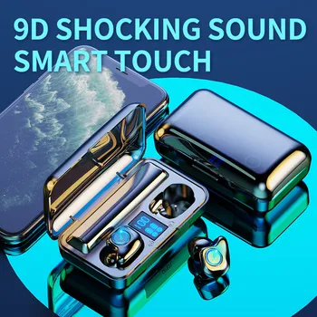 Безжични слушалки bluetooth 5.0 mini fingerprint touch 9D намаляване на шума IPX7 водоустойчив музикалното/детска слушалки