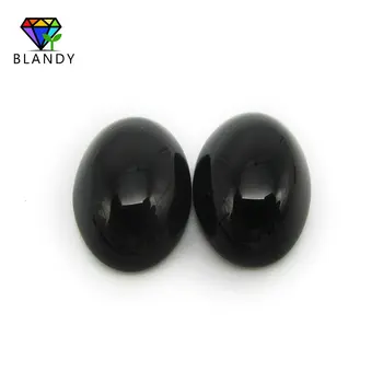 Безплатна доставка, 100 бр. / лот 10x12mm~15x20mm овална форма кабошон нарязани черен цвят синтетично стъкло скъпоценен камък за бижута