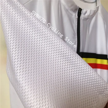 Белгия PRO Колоездене Skinsuit набор от мъжки гащеризон Триатлон костюм Ropa Ciclismo Майо Quick Dry с къс ръкав Колоездене потници комплект