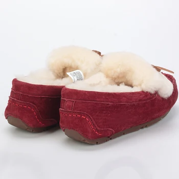 Високо качество естествена кожа естествена кожа Дамски обувки на равна подметка нова мода Дамски мокасини на ежедневните мокасини плюс размер зимни обувки