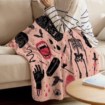 Горещо Разпространяван Фланелевое Одеяло Whole Lotta Horror Design Хвърли Blanket Топло Одеяло От Микрофибър Travel Sofa Cover