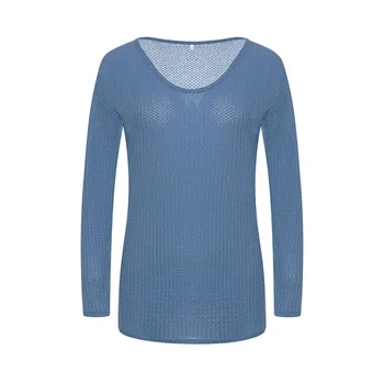 дамски пуловери трикотаж пуловер жените V-образно деколте, плътен цвят, съобразен с дълъг ръкав, тънък пуловер пуловер пуловер 8.20