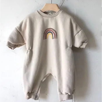 Детски зимни нова корейска дрехи baby creative rainbow claw velvet velvet костюм плъзгачи дрехи зимни дрехи за малките момчета