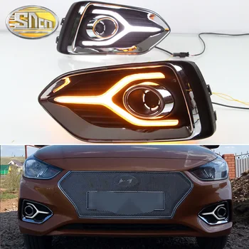 За Hyundai Solaris Accent 2017 2018 2019 Turn Yellow Signal Relay 12V Car DRL Lamp-водоустойчива ABS LED дневни ходова светлина