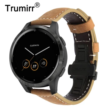 Италия каишка от естествена кожа за часовници на Garmin Vivoactive 4 3 Music / Venu / Vivomove 3 HR Style Luxe Quick Release Watch Band каишка