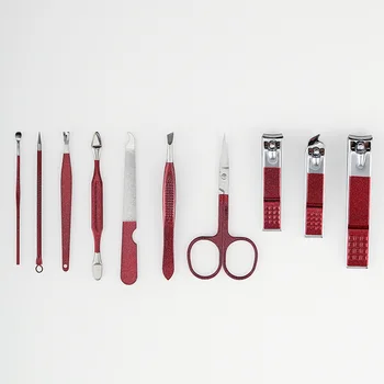 Китай Червеният цвят покритие от неръждаема стомана, маникюр, определени за нокти комплект педикюрных инструменти Toe Clipper Box преносим подарък за грижа