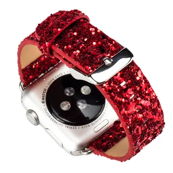 Коледа брилянтен блясък мощност на Кожена каишка за iWatch Band 38/40 мм 42/44 мм ръчен часовник гривна за Apple Watch Серия 5 4 3 2 1