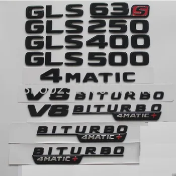 Лъскавите черни букви емблемата на иконата за Mercedes Benz X166 GLS63 GLS63s AMG GLS350 GLS400 GLS500 V8 BITURBO 4MATIC+ стикер на багажника