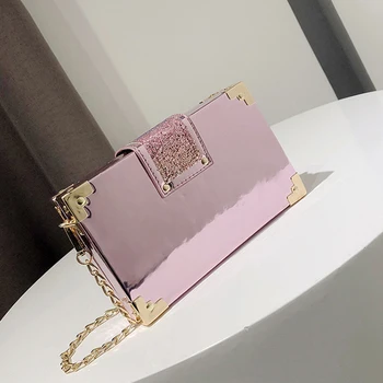 Малка партида клатч сватбен портфейл верига чанта луксозен наклон цвят пайети кутия с форма на женски мини чанта ZD1757