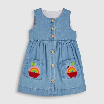 Малко Мэйвен 2020 новият годишен новородените момичета дрехи на марката обличам децата памук животни апликация ръкави цвете сарафан