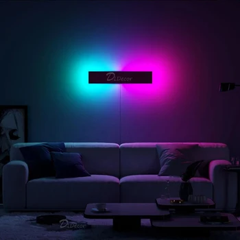 Модерен RGB LED монтиран на стената лампа, за декорация на хола цветни спални нощни стенни лампи с трапезария и вътрешно осветление Затемняемые светлини