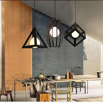 Модерен окачен лампа Черно Желязо виси клетка реколта led крушка E27 промишлен таванско помещение ретро трапезария и ресторант бар декор 1 бр.