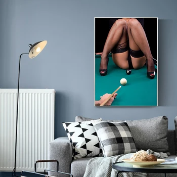 Модерен плакат черно и бяло Секси очарователна жена пуши платно за Живопис за хола пъб бар начало декор на стената художествени картини