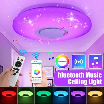Модерни led плафониери с регулируема яркост RGB bluetooth Music for Livingroom 36/72 W APP Control Remote Control Lamp AC180-265V