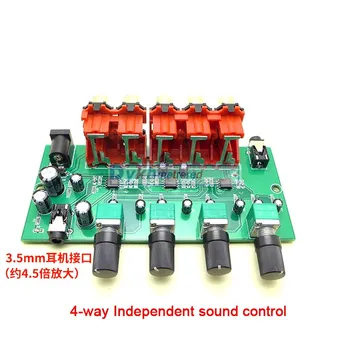 Мулти-източник RCA Mixer стерео аудио аудио превключвател Превключвател вход 4 2 изход на водача регулатор на силата на звука на слушалки за усилвател на мощност