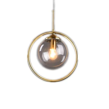 Начало декор 15 см Кехлибар прозрачно стъкло окачен лампа злато снежна буря пръстен, висящ лампа блясък лампа за спални кухня