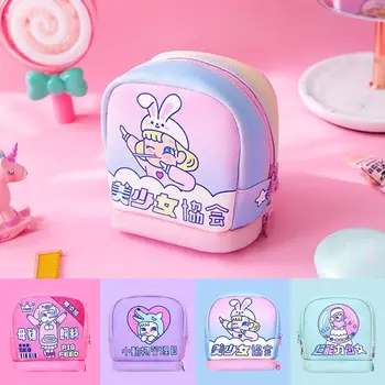 Нов Bentoy Girls Cosmetic Cases Holder Milkjoy Rabbit Cartoon Printed Makeup Bag Many Pocket Double layer тоалетни чанти ПУ чанта