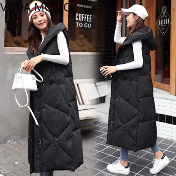 Нова зимни дамски naka в памучна жилетка с дълъг намаляване на дамски корейската версия на свободно модерен топла жилетка с качулка дамски яке