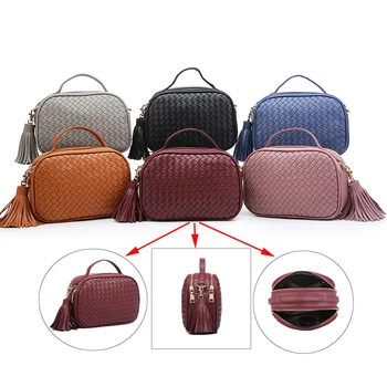 Нова мода луксозни чанти Messenger Crossbody ръчно изработени тъкани женски цип на чанти, шапки Дама мода чанта за жени
