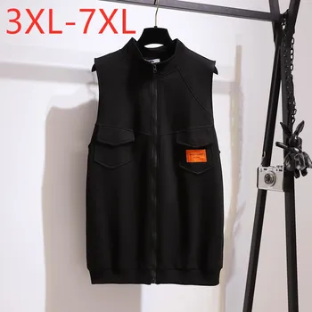 Нови дамски есен-зима плюс размер жилетка блузи за жени Ежедневни свободни ръкави джоб с цип черно жилетка, палто 3XL 4XL 5XL 6XL 7XL