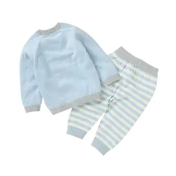 Новородените момичета момчета дрехи, комплекти пролет есен вязаная риза + панталон за дете дете 2 бр. съоръжения зимни Детски дрехи