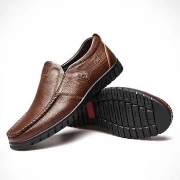 Обувки от естествена кожа, мъжки Бизнес обувки, черна и кафява воловья мъжки Ежедневни обувки маркови мъжки мокасини KA373