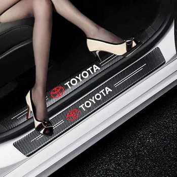 Оформление на автомобила 4шт въглеродни влакна водоустойчиви праг на колата защитни етикети за Toyota chr corolla, auris avensis t25 yaris rav4