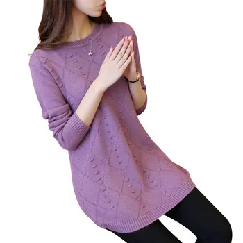 Плюс размер бродерия Заек дълъг пуловер рокля пуловери мода 2021 нова Есен Зима топъл пуловер пуловер дамски блузи