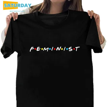 Плюс размер жени феминистка памучен тениска за Момиче с къс ръкав тениска с мека дишаща 90-те години Harajuku Tshirt,Drop Ship
