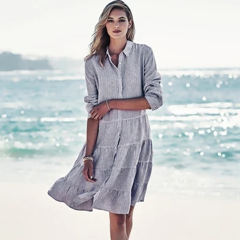 Покриване на плажа рокля Саид-де-Прая памук плаж покрие кафтан плаж Пареос-де-Плая Mujer плажно облекло риза бански покрие