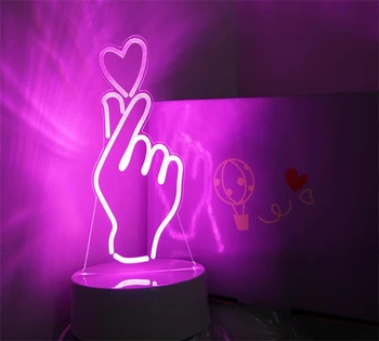 прекрасно момиче сърцето на нощна светлина, от сърце жест настолна лампа във формата на сърце led декоративни светлини в стаята бяло+розово+purple 3 цвята