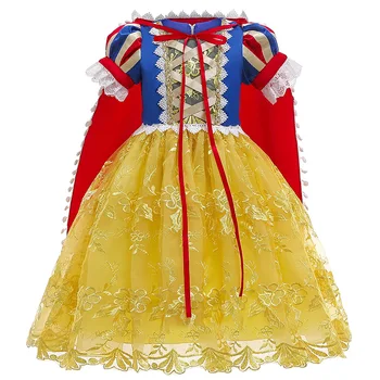 Принцеса Снежанка обличам костюм за момичета, деца с пищни ръкави костюми с дълъг плащом деца Хелоуин cosplay вечерна рокля