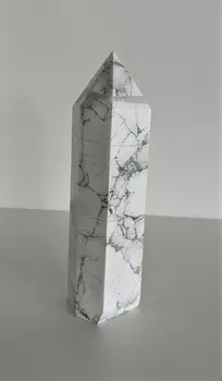 Природен кристал градешки камък howlite crystal стълб шестоъгълен призма кула лечебен камък енергия камък кварцов кристал