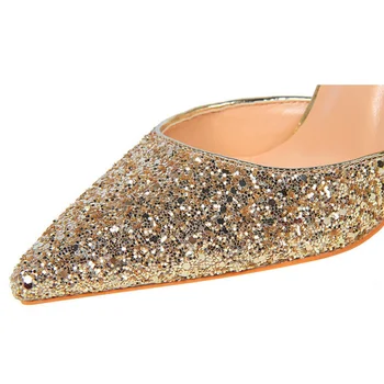 Пролетни Нови Дамски Обувки Лодка Модни Дамски Обувки На Висок Ток, Сребърни Обувки На Висок Ток Златни Сватбени Обувки, Дамски Официални Обувки Пикантни Обувки За Момичета