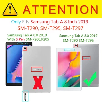 Пу кожен калъф за таблет Samsun Tab A 8.0 2019 Корпуса флип калъф за Galaxy Tab A 8.0 2019 Case T295 SM-T295 SM-T290 Case Cover