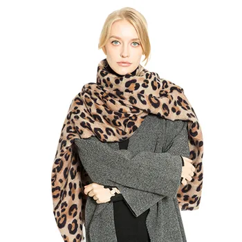 Размер голям вълнен шал на жената зима е топло леопардовая печатна Шал с дълги меки шалове и тайна основната основата на #RN