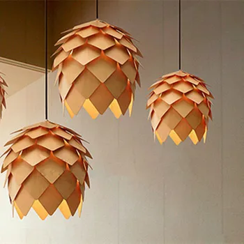 Ретро скандинавски клечка led висящи лампи съвременните дървени модерни САМ IQ пъзел елементи спалня изкуство дърво Lamparas осветителни тела
