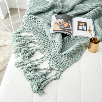Скандинавски мексикански одеяло ръчно изработени шапки находчиви завивки за легла, разтегателен снимка подпори климатик меки буци плета Boho декор