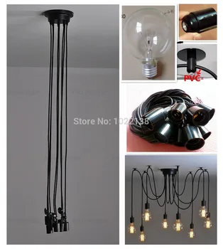 Съвременната скандинавска ретро лампа на Едисон подвесная полилей Реколта таванско помещение античен регулируема САМ E27 Art Spider тавана лампа Лампа