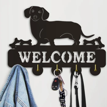 Таксата за монтиране на куката наденица куче Добре дошли животни окачване закачалка за дрехи дървена притежателя на ключа чадър домакински магазин декор-ABUX