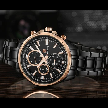 Топ луксозна марка NAVIFORCE мъжки бизнес часовници мъжки кварцов 24 часа дата часовници човек пълен неръждаема стомана спортни ръчни часовници