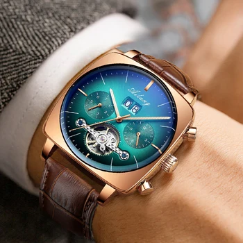 часовници мъжки луксозни механичен автоматичен хронограф квадратен голям циферблат на часовника кухи водоустойчив 2020 нов мъжки модерен часовник швейцарски