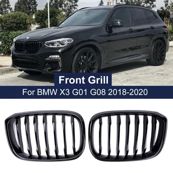 1 чифт предна решетка бъбречна решетка 1 планк за BMW G01 G02 G08 X3 X4 2018 2019 2020 оформление на автомобила гланц мат черни състезателни Решетки