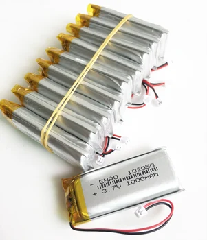 10 бр. 3.7 V 102050 1000 mah литиево-полимерна lipo батерия JST 1.25 мм 2pin щекер за KTV домакински кабелен микрофон, GPS
