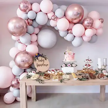 169шт тестени изделия балони венец арка розово злато конфети балон Сватба, Рожден Ден, балон, рожден ден декор деца детски душ