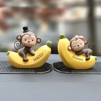 1бр автомобил украшение модерен прекрасна карикатура на бананите маймуна кукла автомобили таблото украса на интериора на автомобила аксесоари